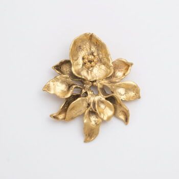 Broche y colgante Amapola con hojas pequeña