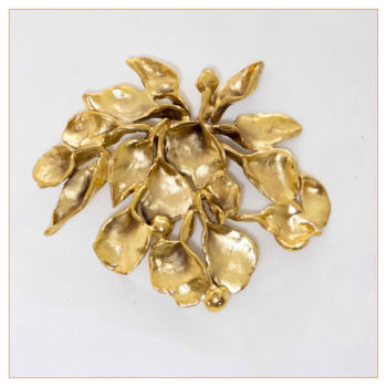 Broche y colgante "Solo Hojas" bronce bañado en oro