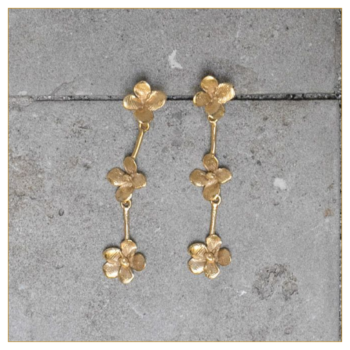 Pendientes "3 Flores" bañados en oro