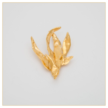 Broche y Colgante "Aloe Vera" en peltre bañado en oro