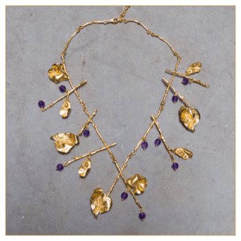 Collar "Colección Otoño" corto bañado en oro con piedras