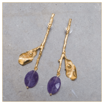 Pendientes "Colección Otoño" con piedras bañados en oro