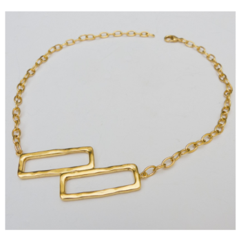 Collar "Rectángulo doble" C. Geométrica bañado en oro