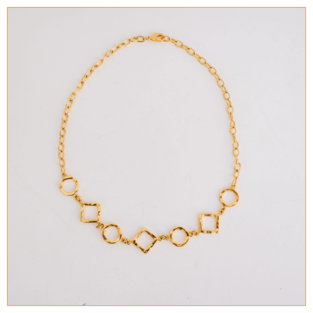Collar "Colección Geométrica" cuadrados círculos pq. bañado en oro