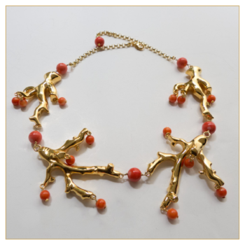 Collar "Corales grandes nº 4/5" bañados en oro con Piedras