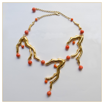 Collar "Corales grandes nº 3" bañado en oro con Piedras