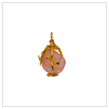 Colgante de cuarzo rosa con ramitos