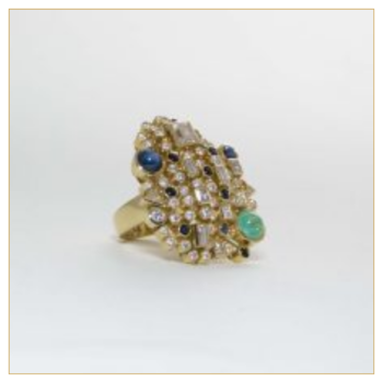 Anillo de Oro con Diamantes, Paraibas y Zafiros