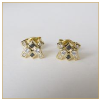 Pendientes de oro con Diamantes Blancos y Negros