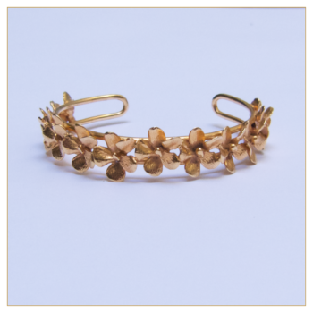 Pulsera rígida "Ramitos" en bronce bañado en oro