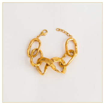 Pulsera Nodo grande en peltre bañado en oro