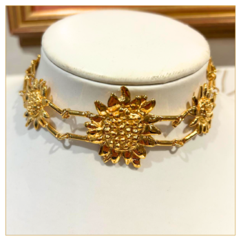 Chocker "Girasoles" en peltre bañado en oro