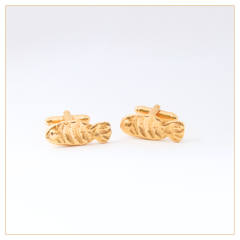 Gemelos pez “Argos” en bronce bañado en oro