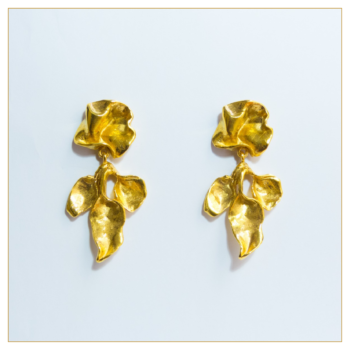 Pendientes "Flor de Otoño" con 3 Hojas en bronce bañado en oro