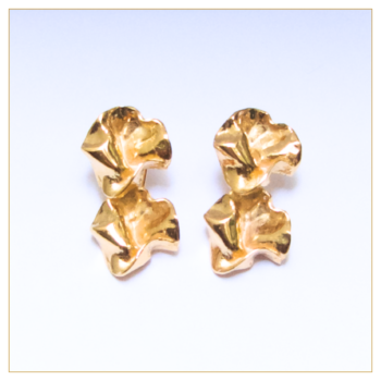 Pendientes “2 Flores de Otoño” en bronce bañado en oro