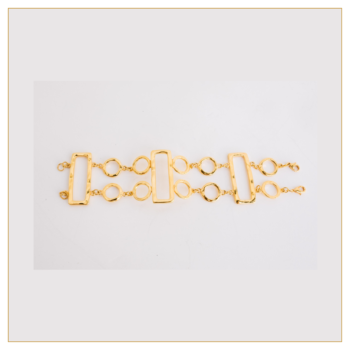 Pulsera articulada “Equilibrio Geométrico” en peltre bañado en oro